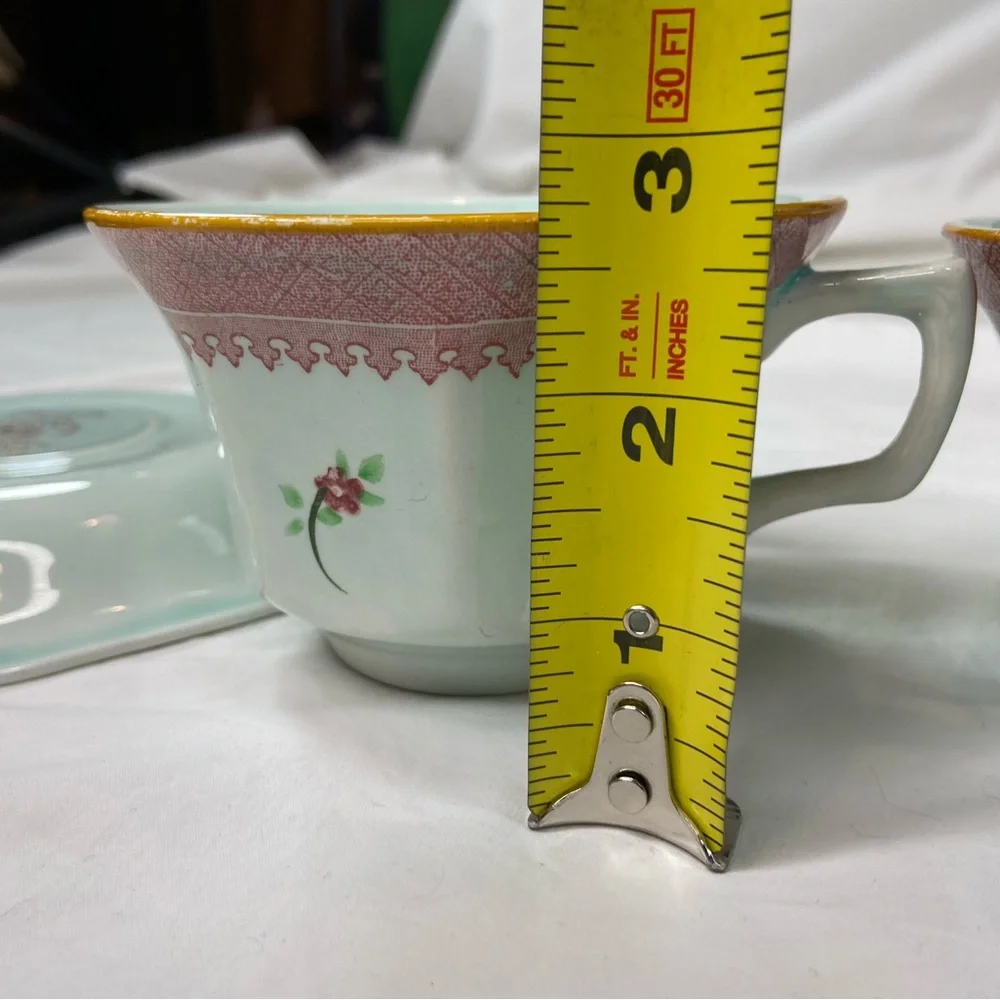 Vintage Adams Calyx Ware Lowestoft Teacup & Saucers set of 2 sizes